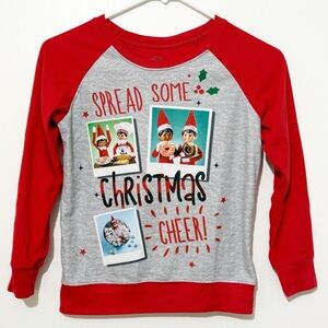 5/20$ Elf on the Shelf Girls Long Sleeve Pajama Fleece Shirt Size Medium